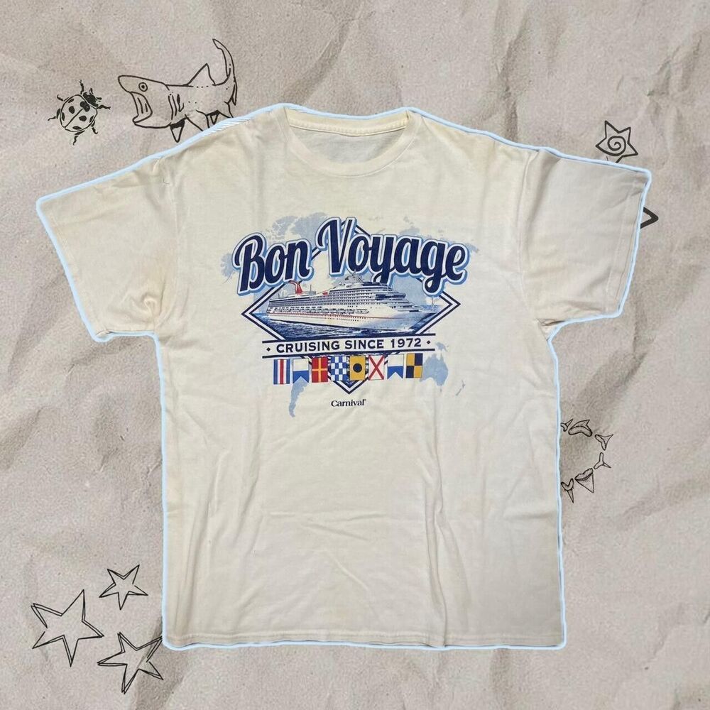 Bon voyage cruise white graphic tee - Size L
